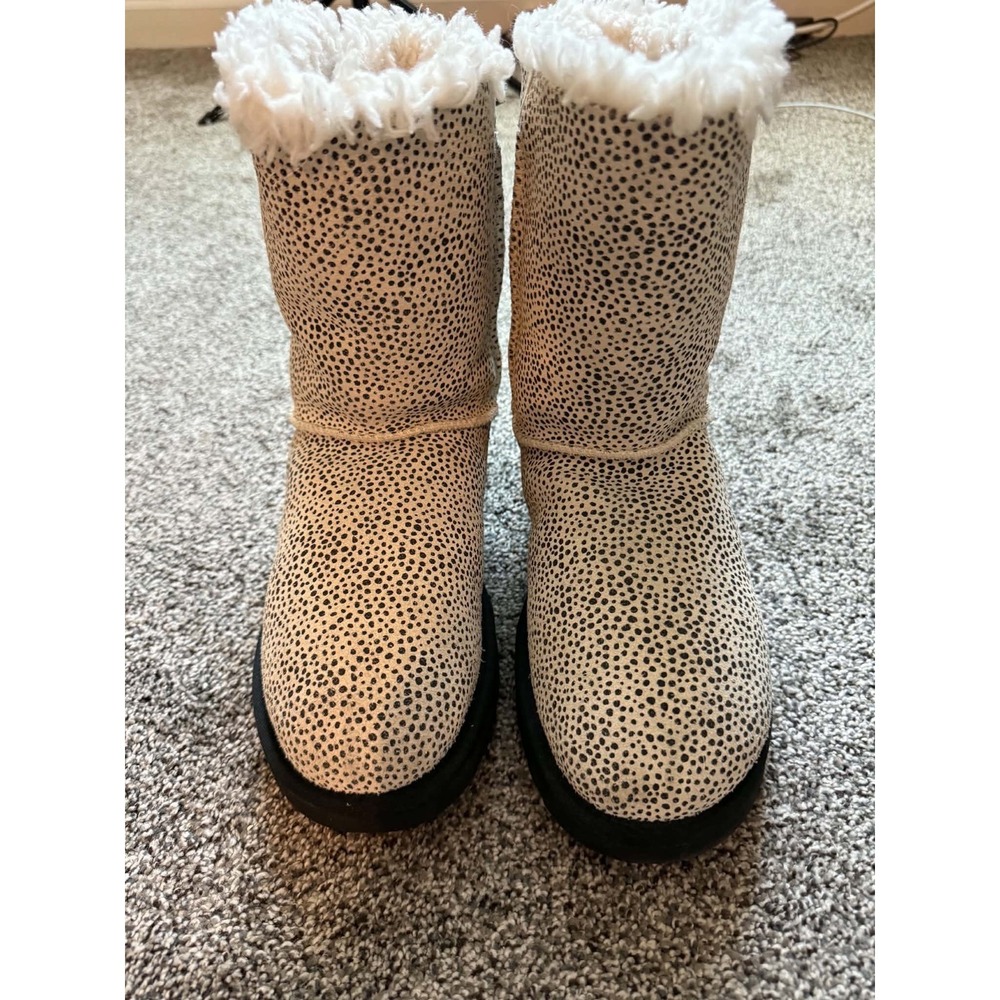UGG Bailey Bow II Dalmatian Dot Boots Cream Black Bows 9